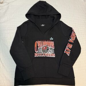 Tampa Bay Champion V Neck Pullover Hoodie Sweatshirt Womans Black Sz. LG